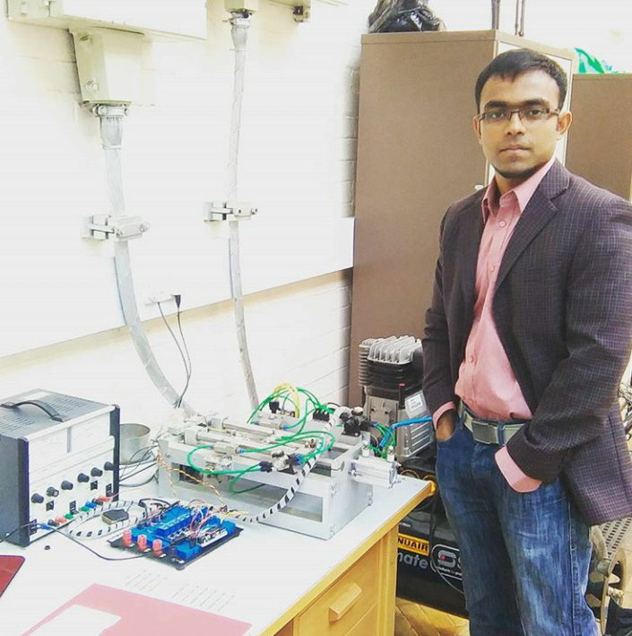 Author with the simulator in the lab of Newcastle University, UK